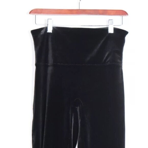 Spanx Women's Large Black Velvet Ankle Crop Legging High Waisted Pull On Pants - Picture 2 of 8